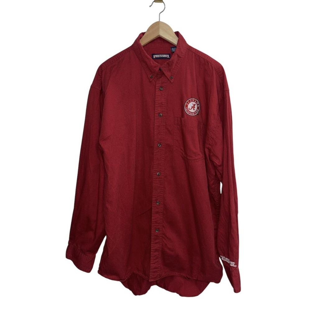 VTG Alabama Crimson Tide Pressbox 2XL Button Down Shirt Red Cotton Gameday NCAA